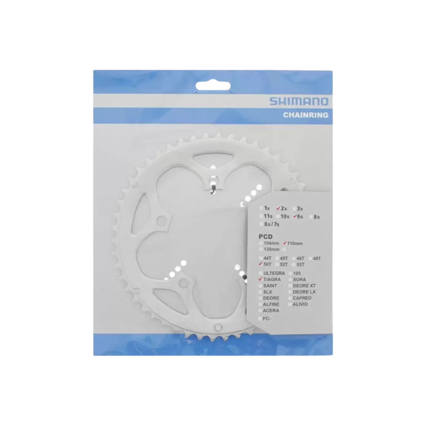 Shimano Tiagra 4550 50t 110mm 9-Speed Chainring, Silver