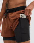 Bandit Running Vento 2-in-1 Run Short - Coffee Bean