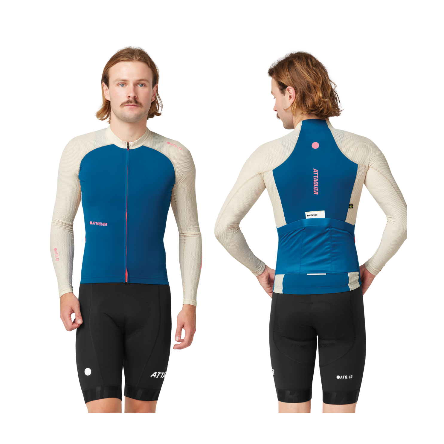 Attaquer All Day Summer Long Sleeve Jersey - Blue/Eggshell