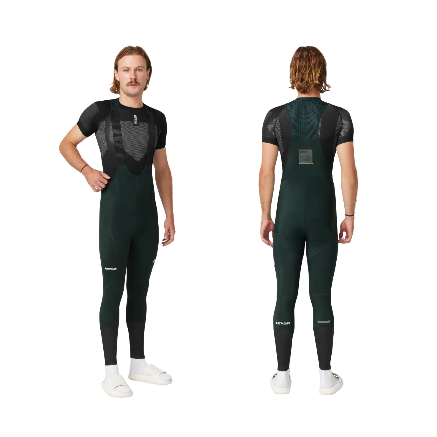 Attaquer All Day Winter Bib Long Forest - Green/White Logo