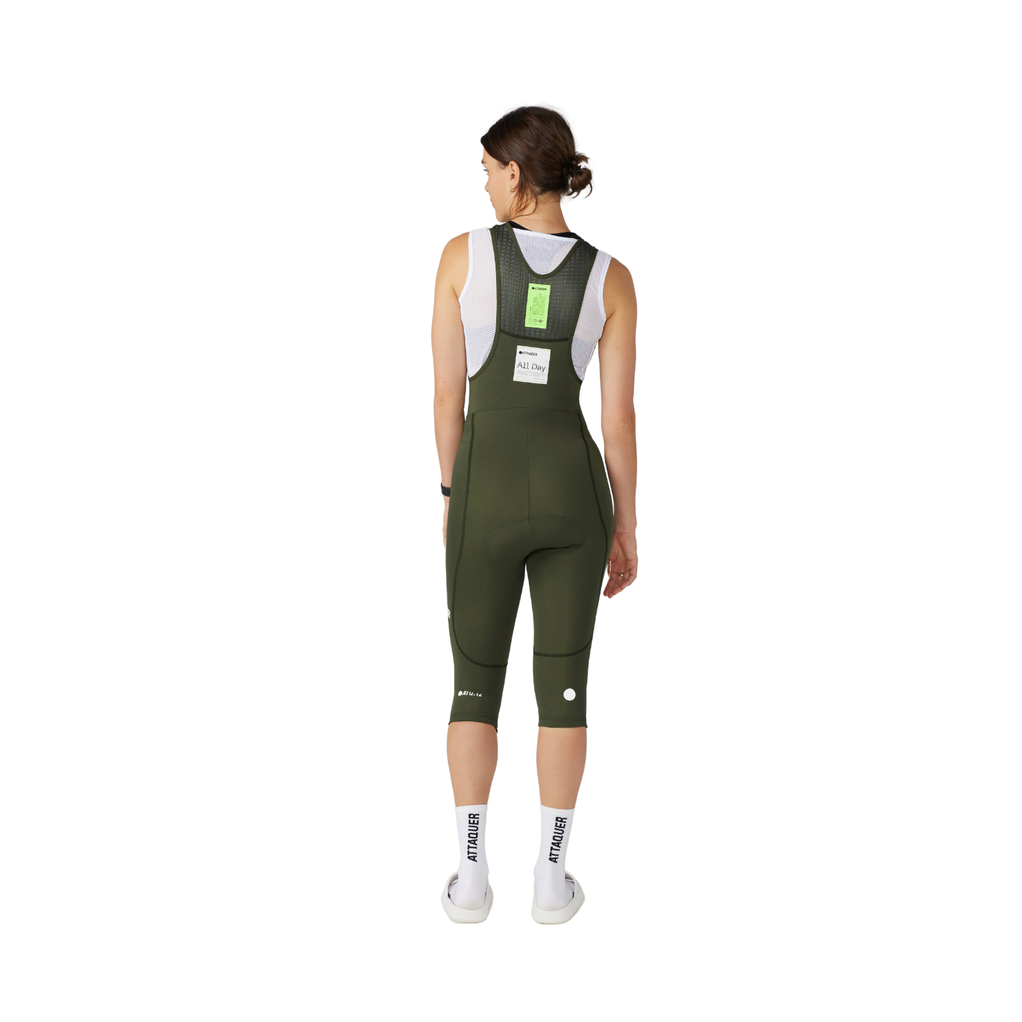 Attaquer Womens All Day 3/4 Bib - Pine/White Logo