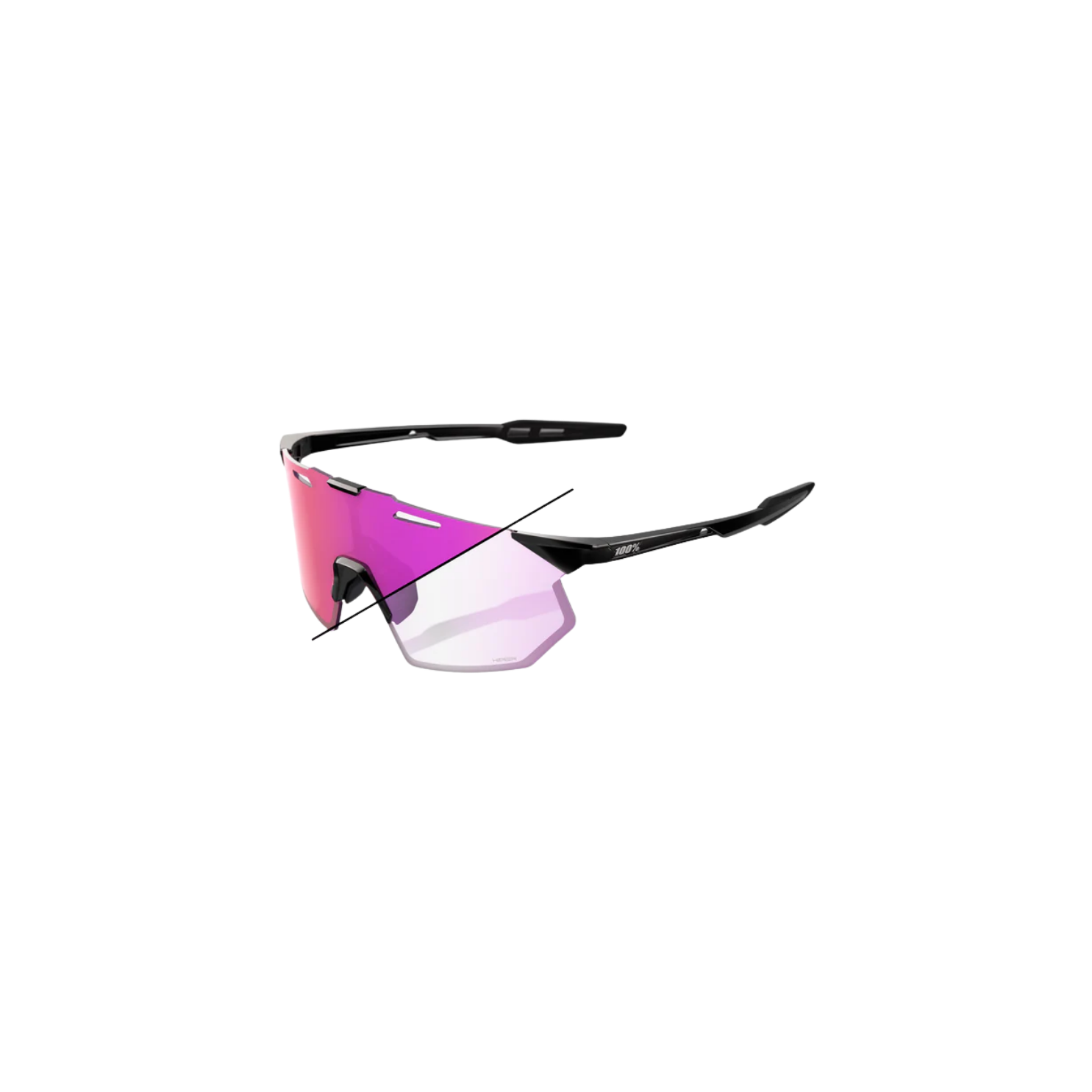 100% HYPERCRAFT SQ - Gloss Black / Purple Mirror Photochromic