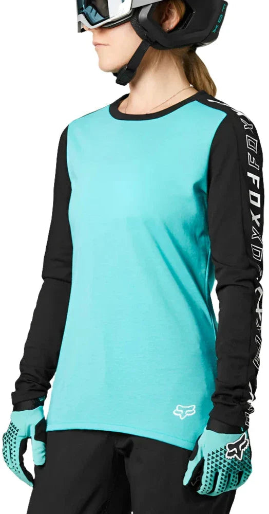 Fox WOMENS RANGER DR LS JERSEY - Teal Side Front