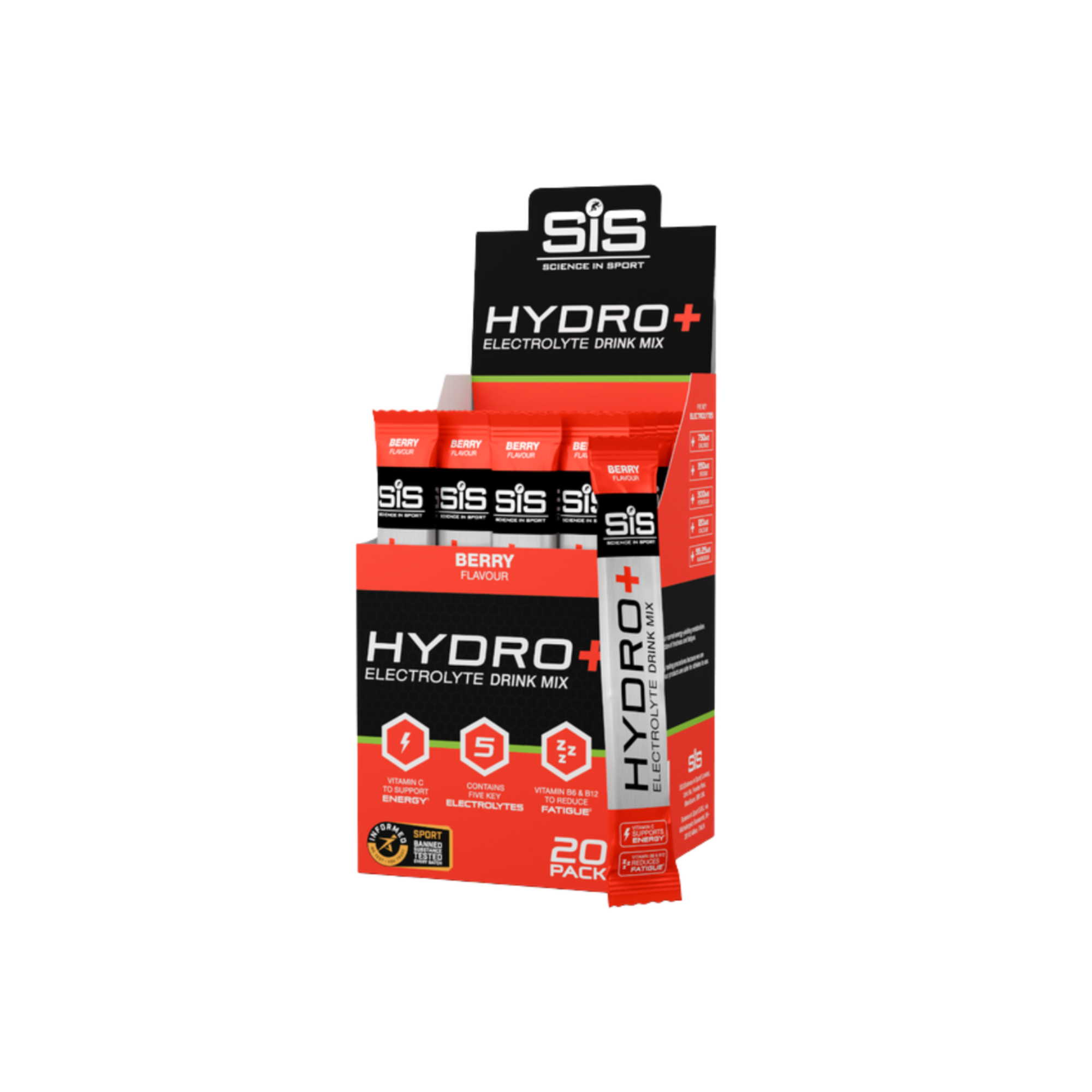 SIS HYDRO+ 电解质饮料混合物 - 浆果味（20 盒）