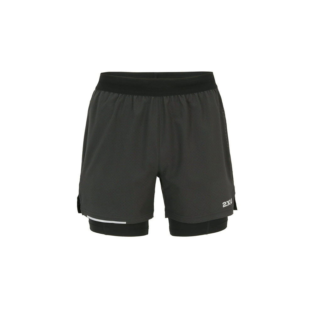 2XU Aero 2-in-1 5 Inch  Shorts - Black/Silver Reflective