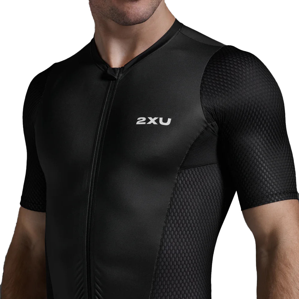 2XU Aero Hex Sleeved Trisuit - Black/White