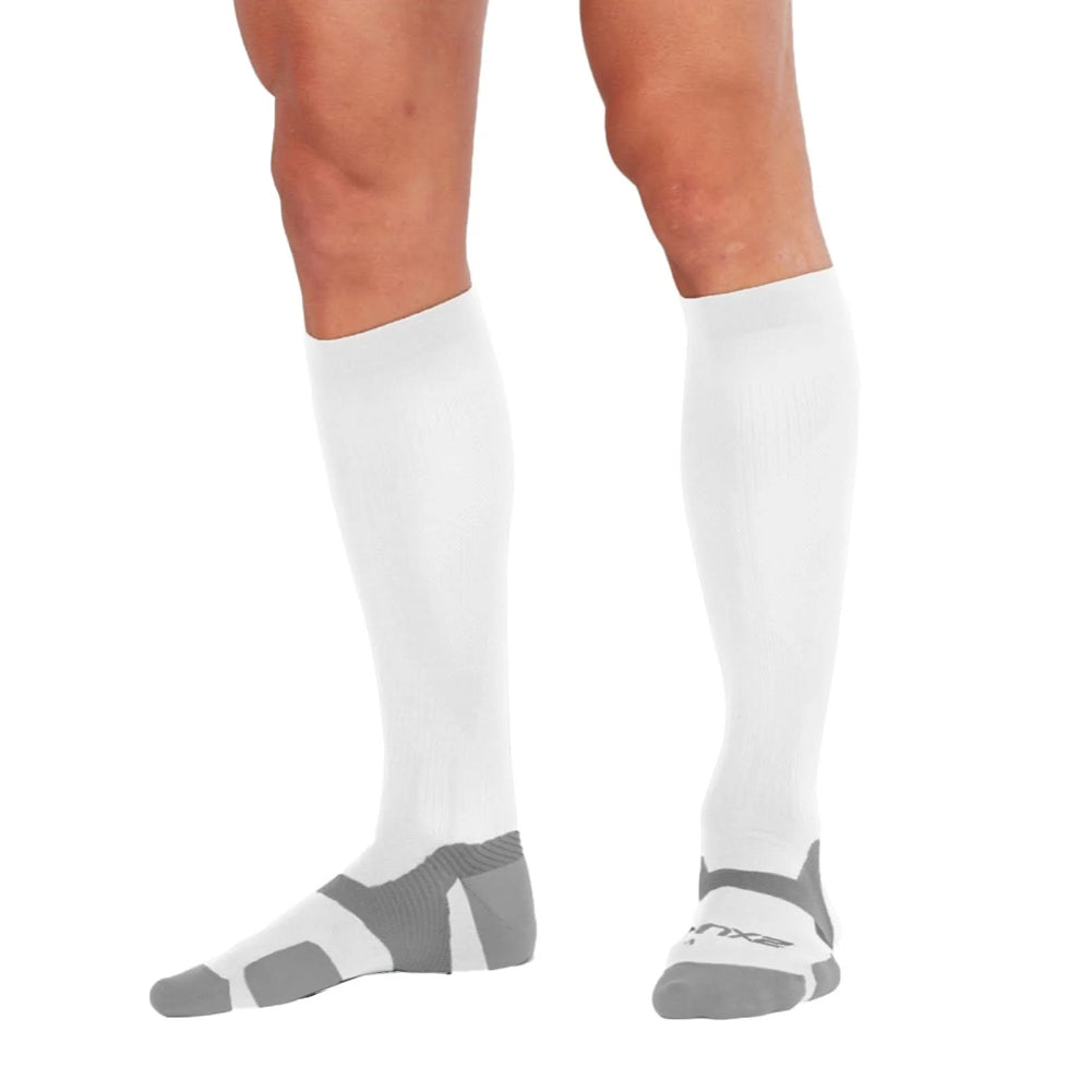 2XU Vectr Light Cushion Full Length Compression Socks - White/Grey