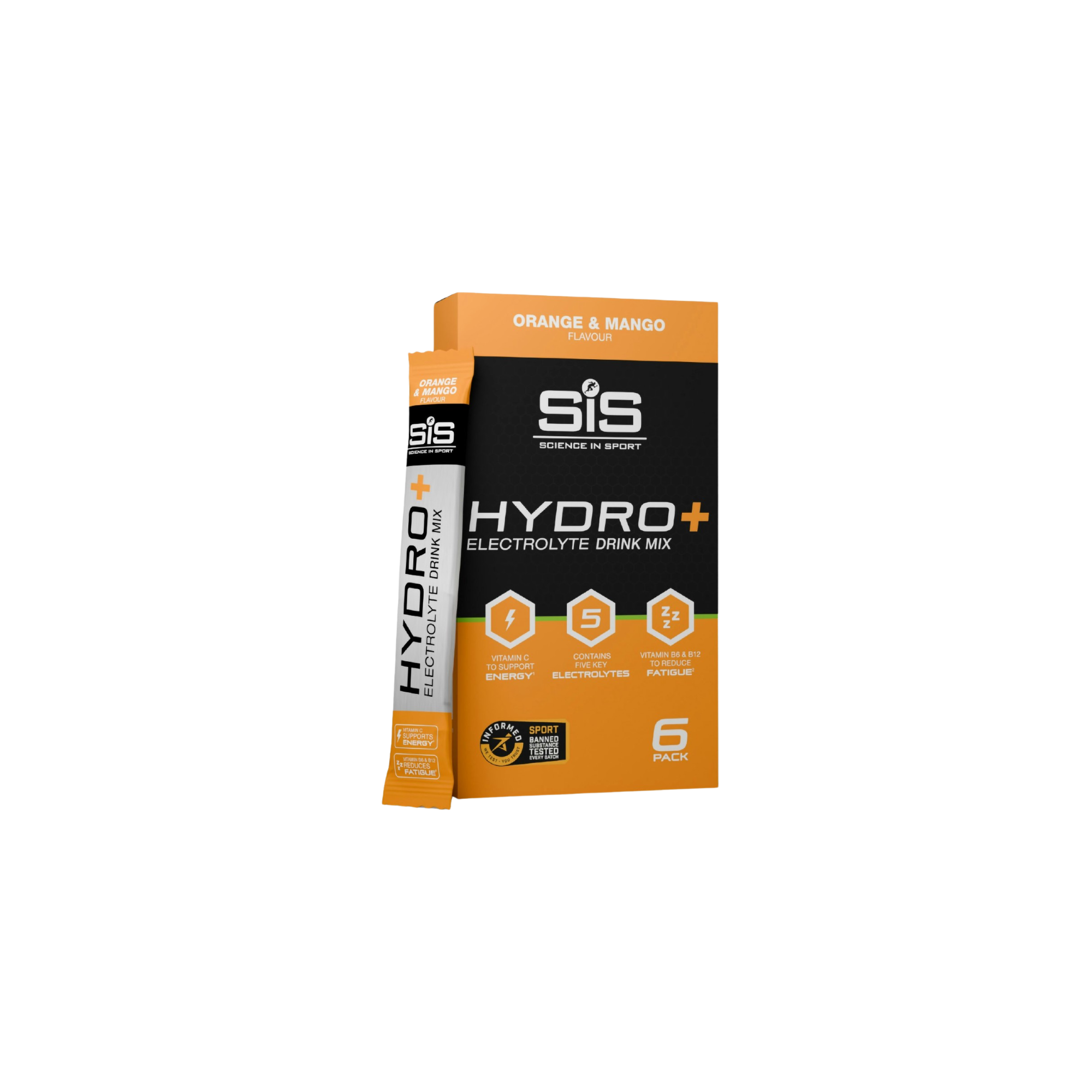 SIS HYDRO+ 电解质饮料混合物 - 橙子和芒果（6 盒）