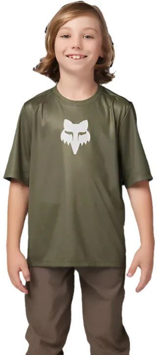 Fox YOUTH RANGER SS JERSEY - Olive Green FRONT FACING MODEL