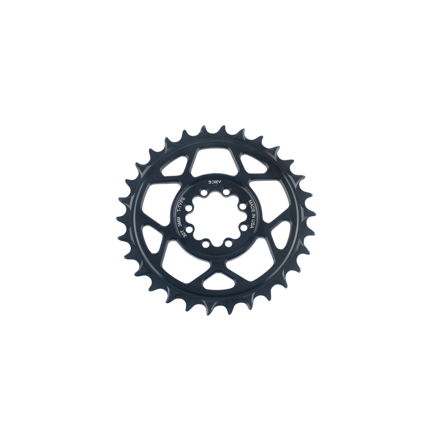 5DEV T-Type 8-Bolt Aluminum Chainring - Black