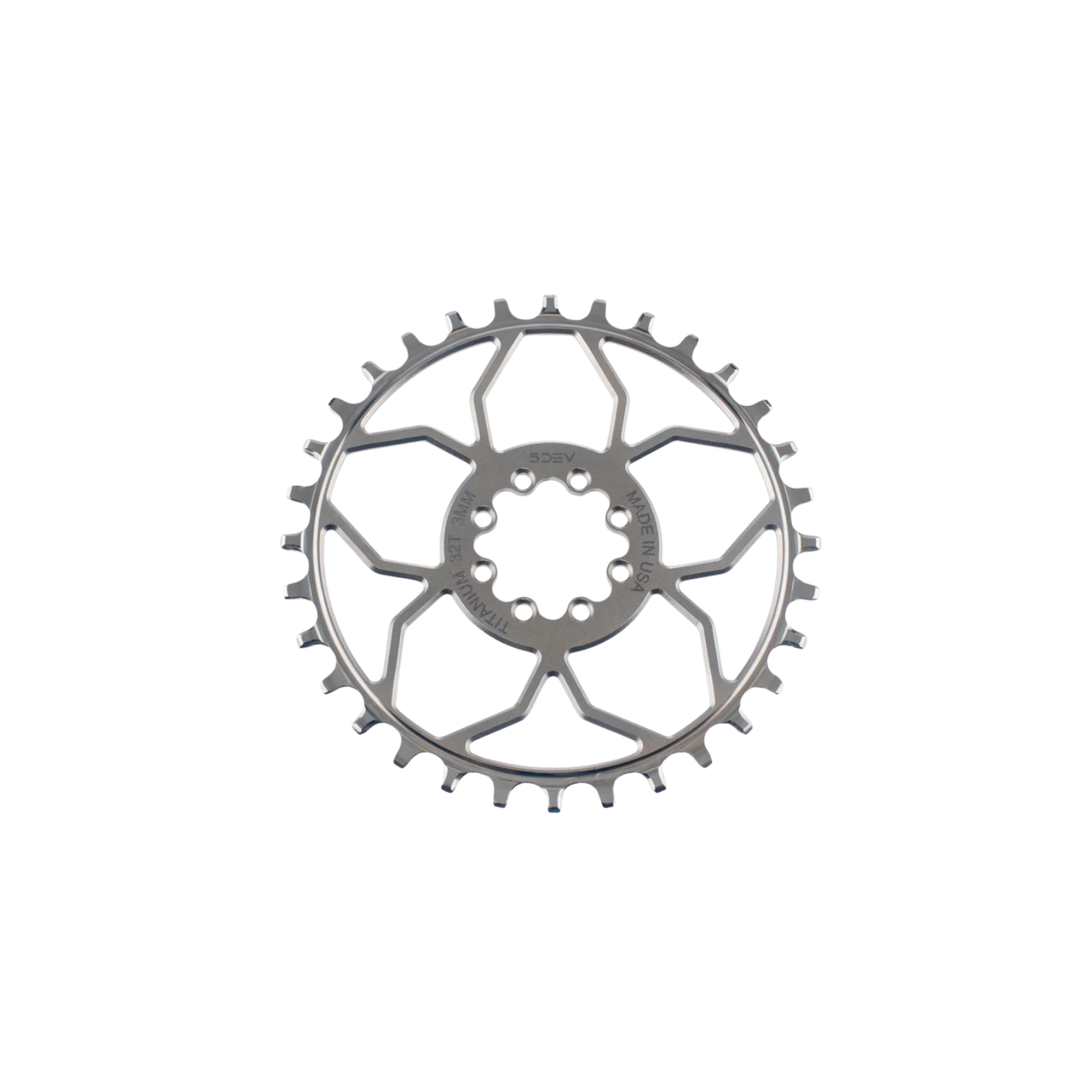 5DEV T-Type 8-Bolt Titanium Chainring - Raw