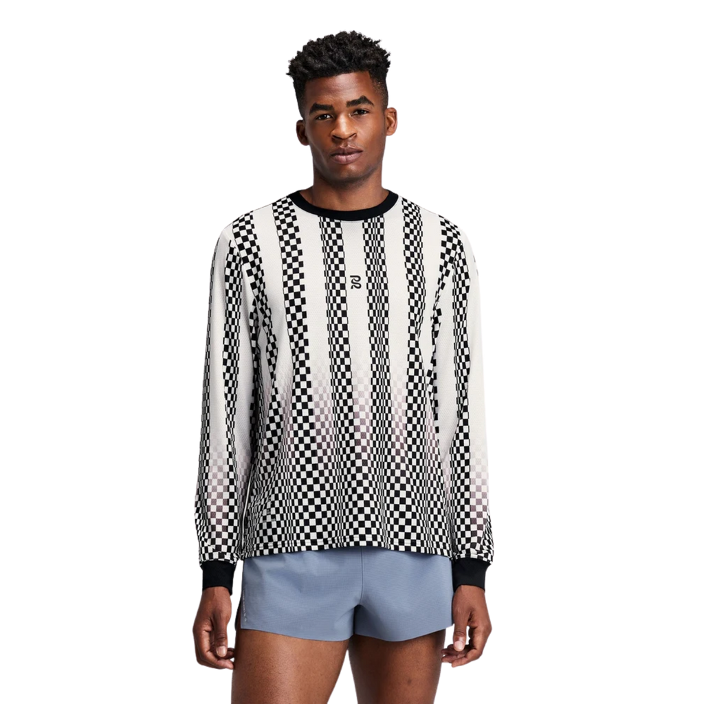 Bandit Running Men's Micromesh™ Long Sleeve - Checkerboard Stripe