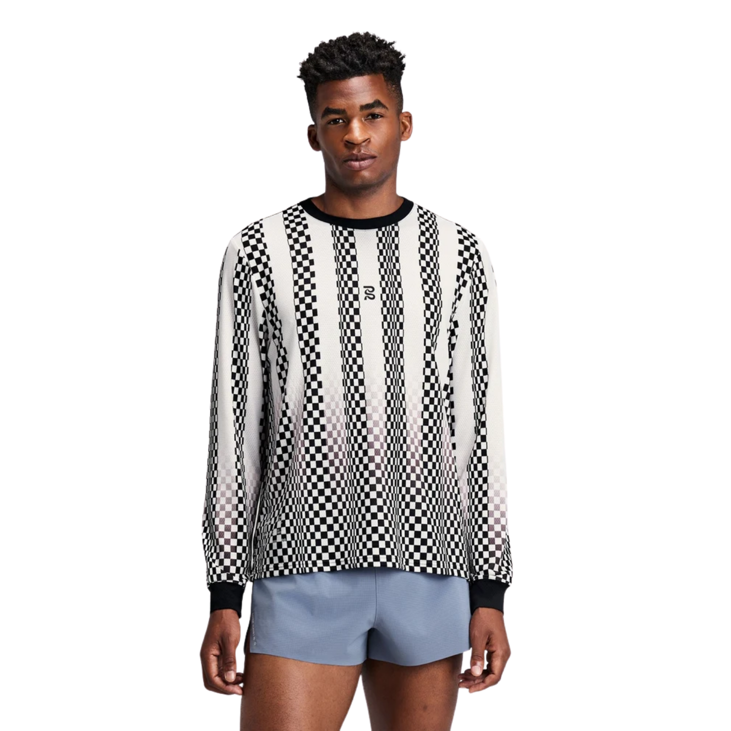 Bandit Running Men's Micromesh™ Long Sleeve - Checkerboard Stripe