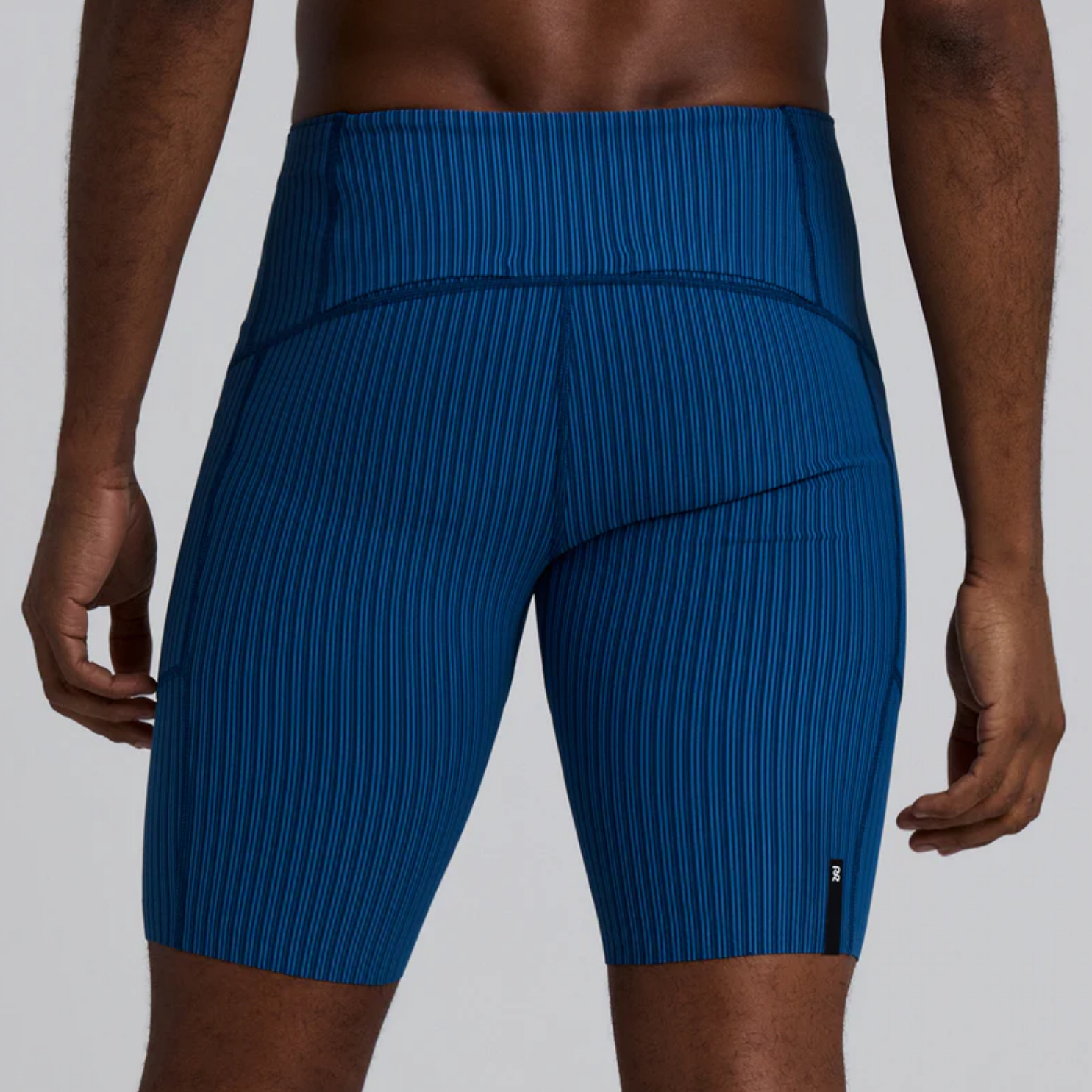 Bandit Running Striped Cadence™ 7 Pocket Lined Half Tights - Ink Blue/Aegean