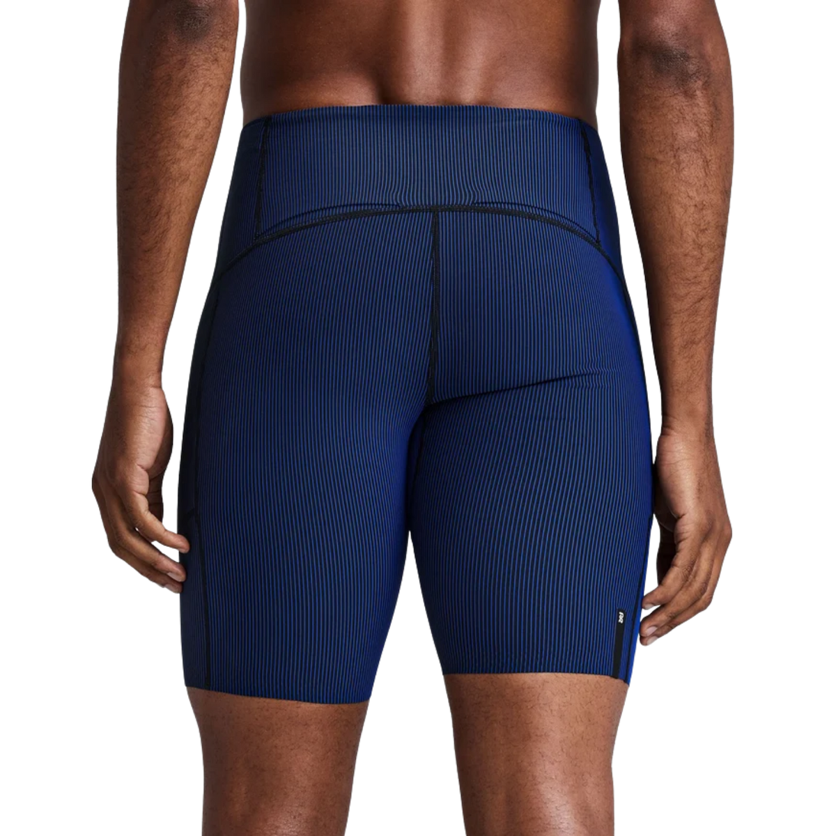 Bandit Running Striped Cadence™ Half Tights - Black/Bauhaus Blue