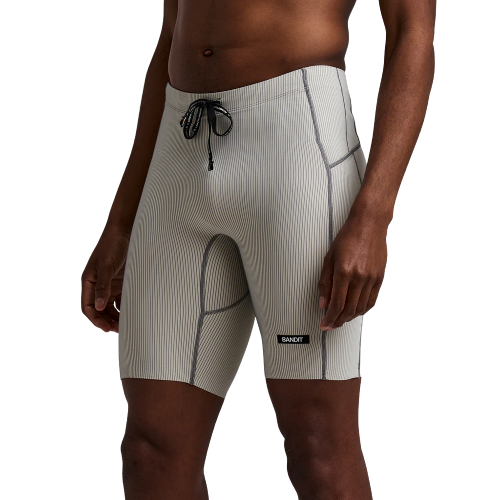 Bandit Running Striped Cadence™ Half Tights - Plaster/Slate