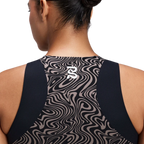 Bandit Running Women's Adapto™ 2-Way Zip Race Crop - Melted Marble Cocoa/Black
