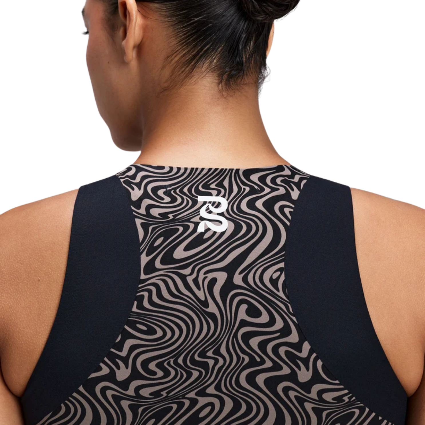 Bandit Running Women's Adapto™ 2-Way Zip Race Crop - Melted Marble Cocoa/Black