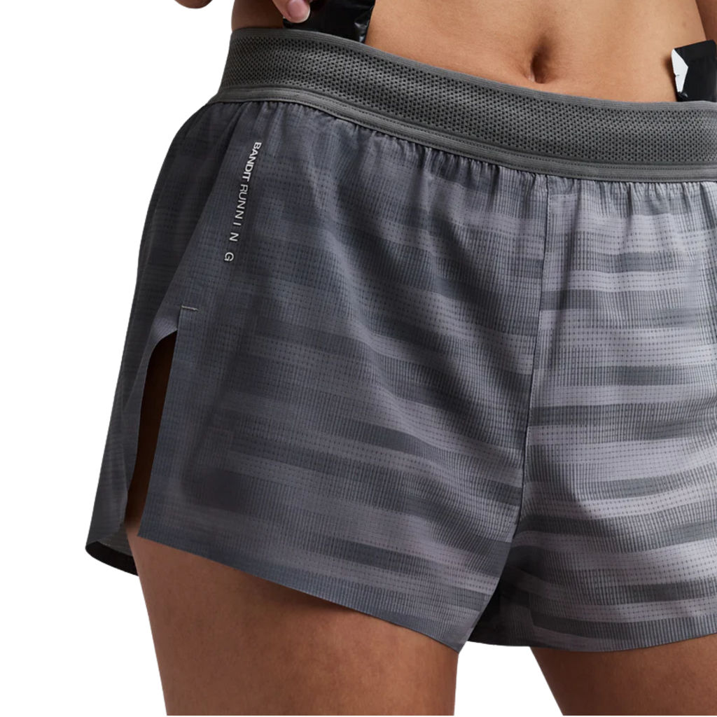 Bandit Running Women's CoolGrid™ 3" Split Shorts - Uneven Gradient - Plaster/Slate