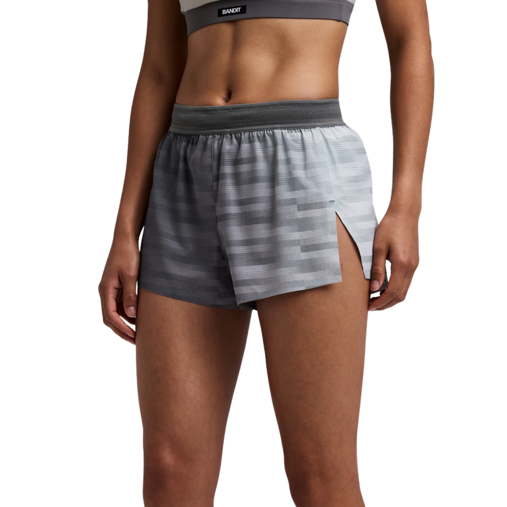 Bandit Running Women's CoolGrid™ 3" Split Shorts - Uneven Gradient - Plaster/Slate