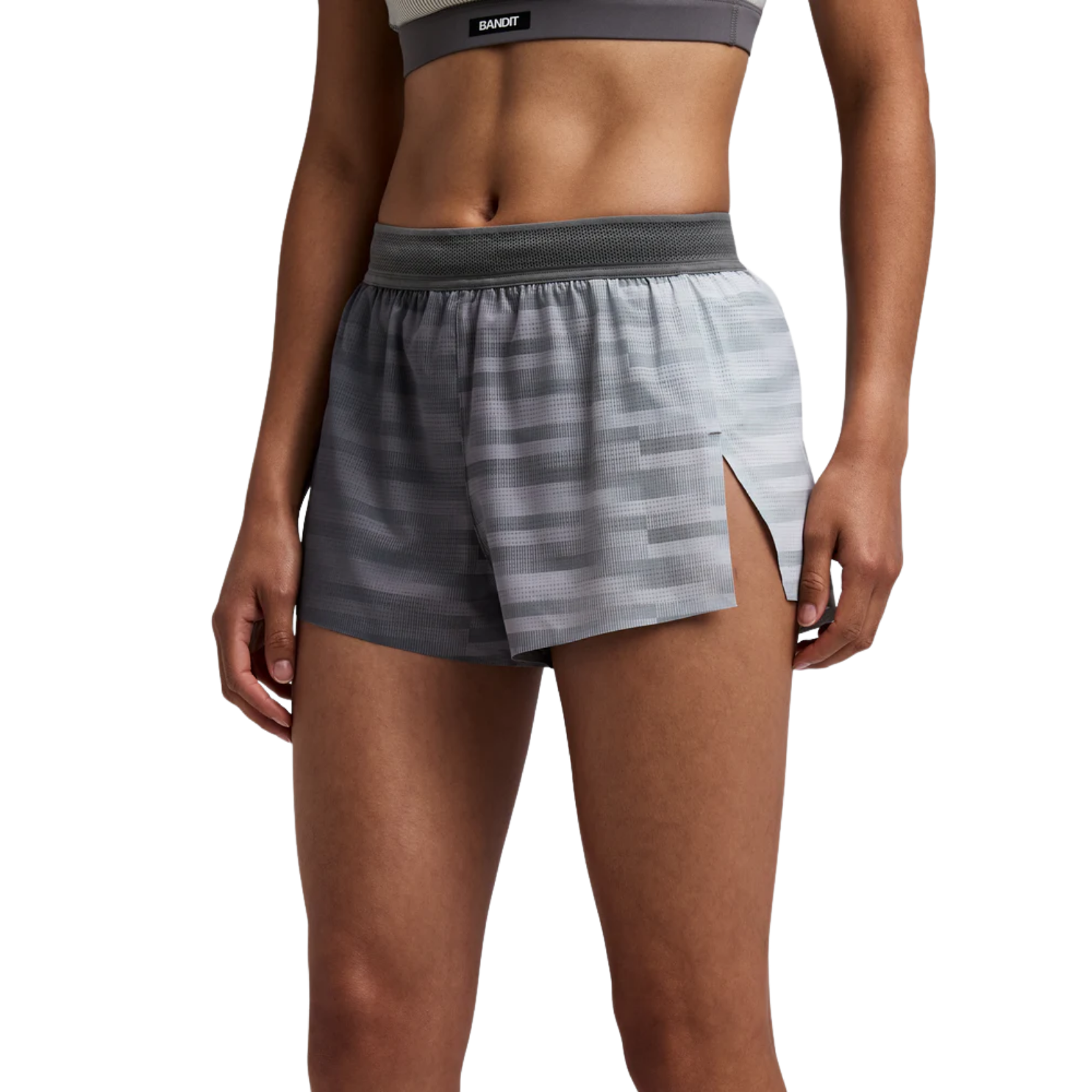Bandit Running Women's CoolGrid™ 3" Split Shorts - Uneven Gradient - Plaster/Slate