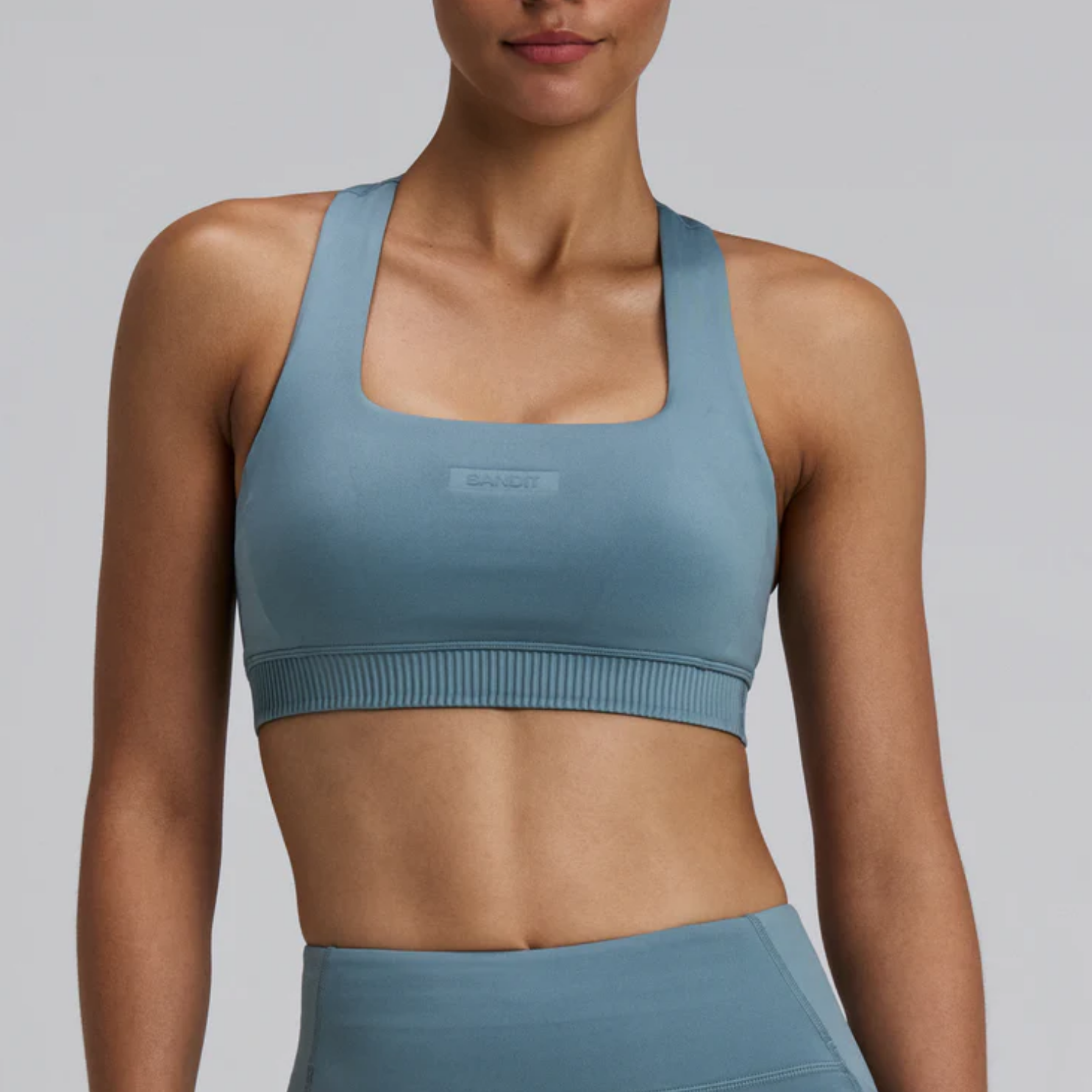 Bandit Running Women's Stamina-V™ Square Neck Run Bra - Tranquil Blue