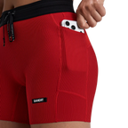 Bandit Running Women's Striped Cadence™ 5" Compression Shorts - Oxide Red/Signal Red