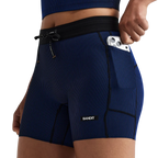 Bandit Running Women's Striped Cadence™ 5" Compression Shorts - Black/Bauhaus Blue