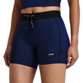 Bandit Running Women's Striped Cadence™ 5" Compression Shorts - Black/Bauhaus Blue