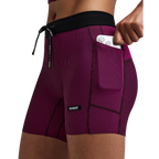 Bandit Running Women's Striped Cadence™ 5" Compression Shorts - Espresso/Azalea