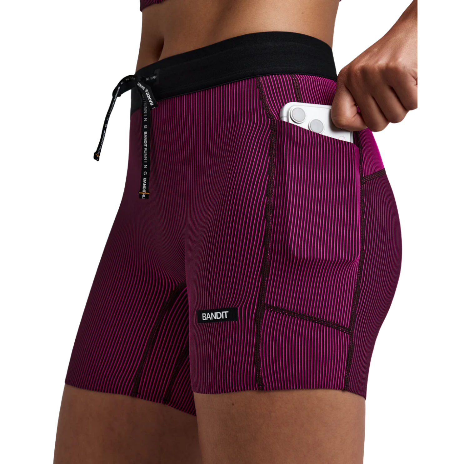 Bandit Running Women's Striped Cadence™ 5" Compression Shorts - Espresso/Azalea