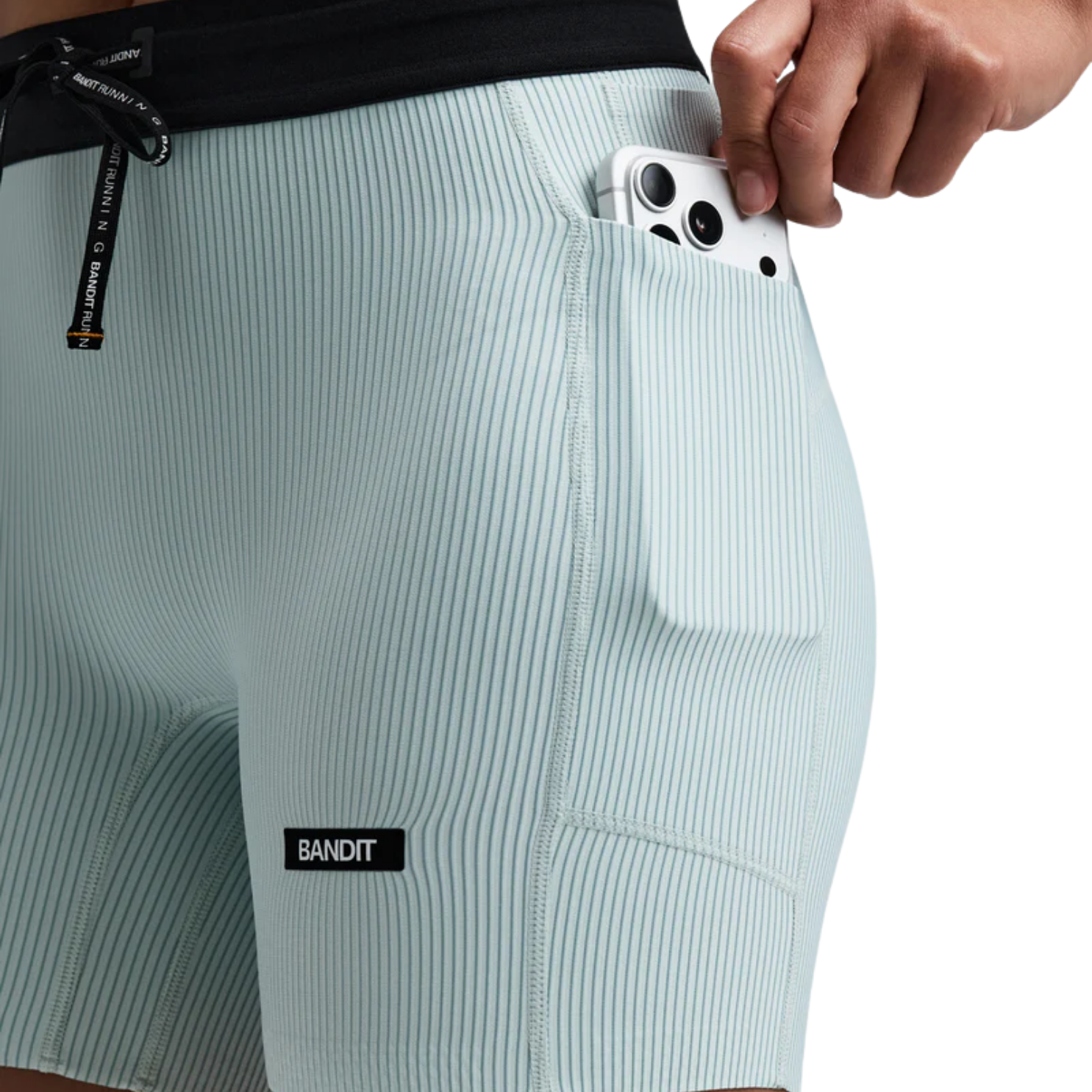 Bandit Running Women's Striped Cadence™ 5" Compression Shorts - Mist/Lagoon