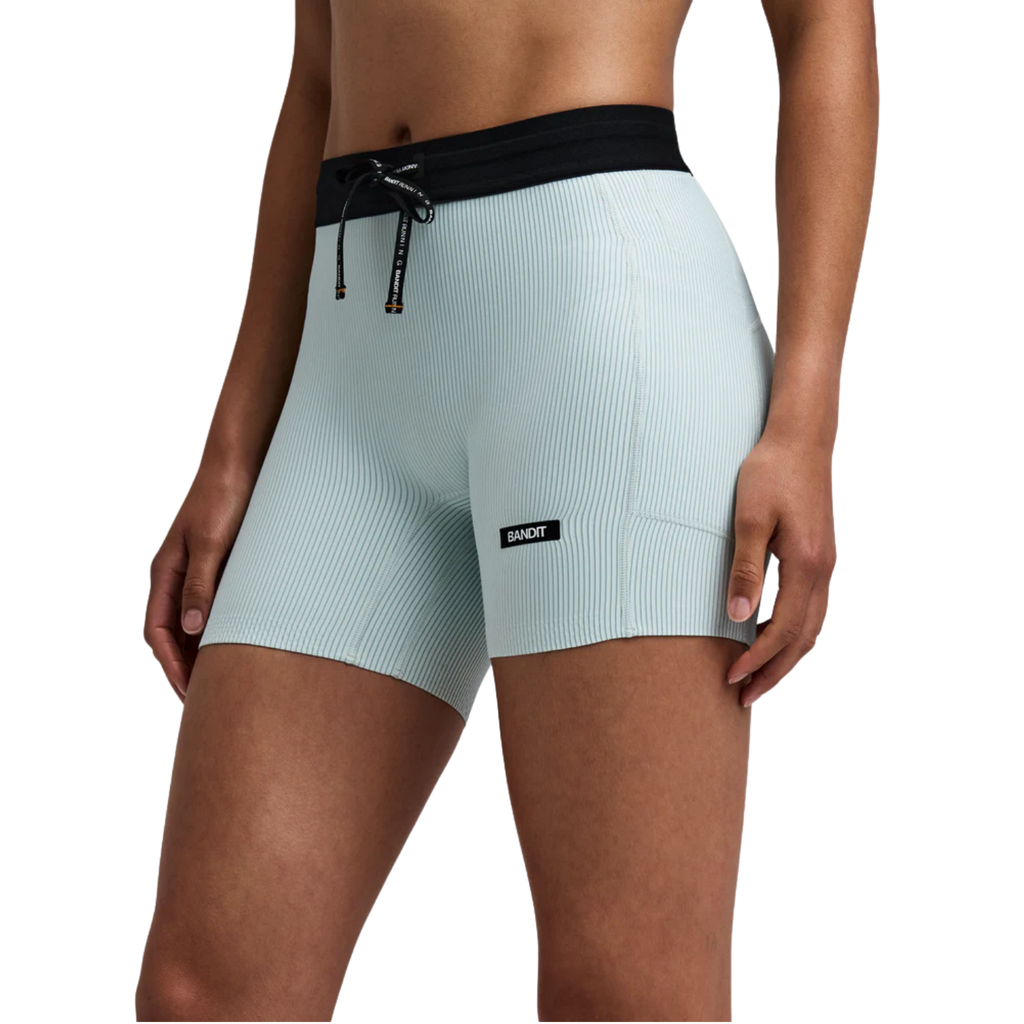 Bandit Running Women's Striped Cadence™ 5" Compression Shorts - Mist/Lagoon