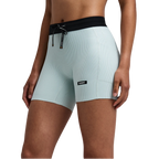 Bandit Running Women's Striped Cadence™ 5" Compression Shorts - Mist/Lagoon