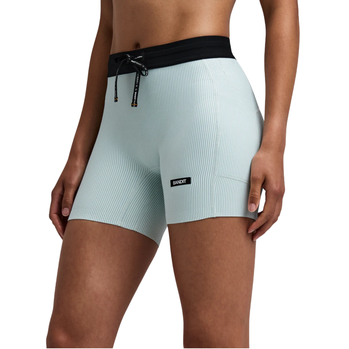 Bandit Running Women's Striped Cadence™ 5" Compression Shorts - Mist/Lagoon