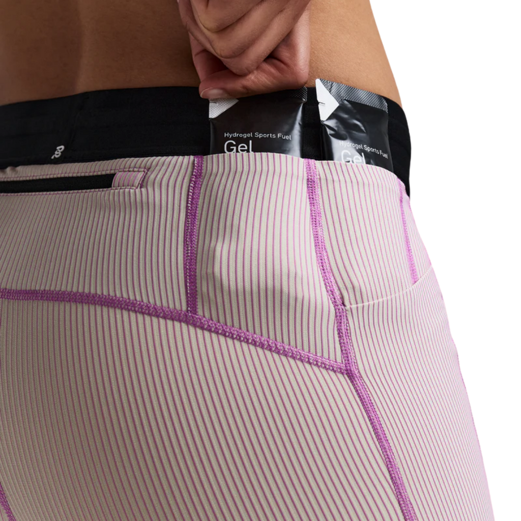 Bandit Running Women's Striped Cadence™ 5" Compression Shorts - Plaster/Orchid