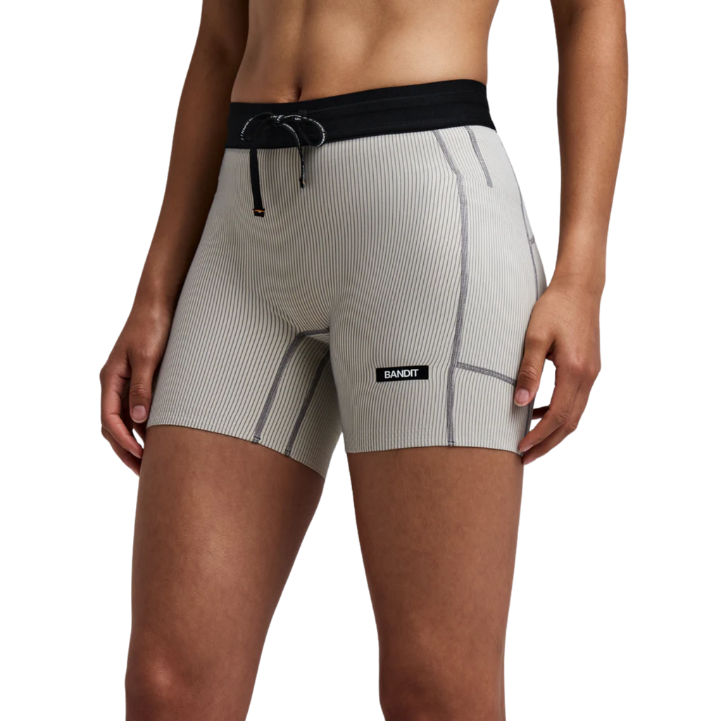 Bandit Running Women's Striped Cadence™ 5" Compression Shorts - Plaster/Slate