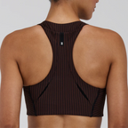 Bandit Running Women's Striped Cadence™ Longline Bra - Cacao/Black