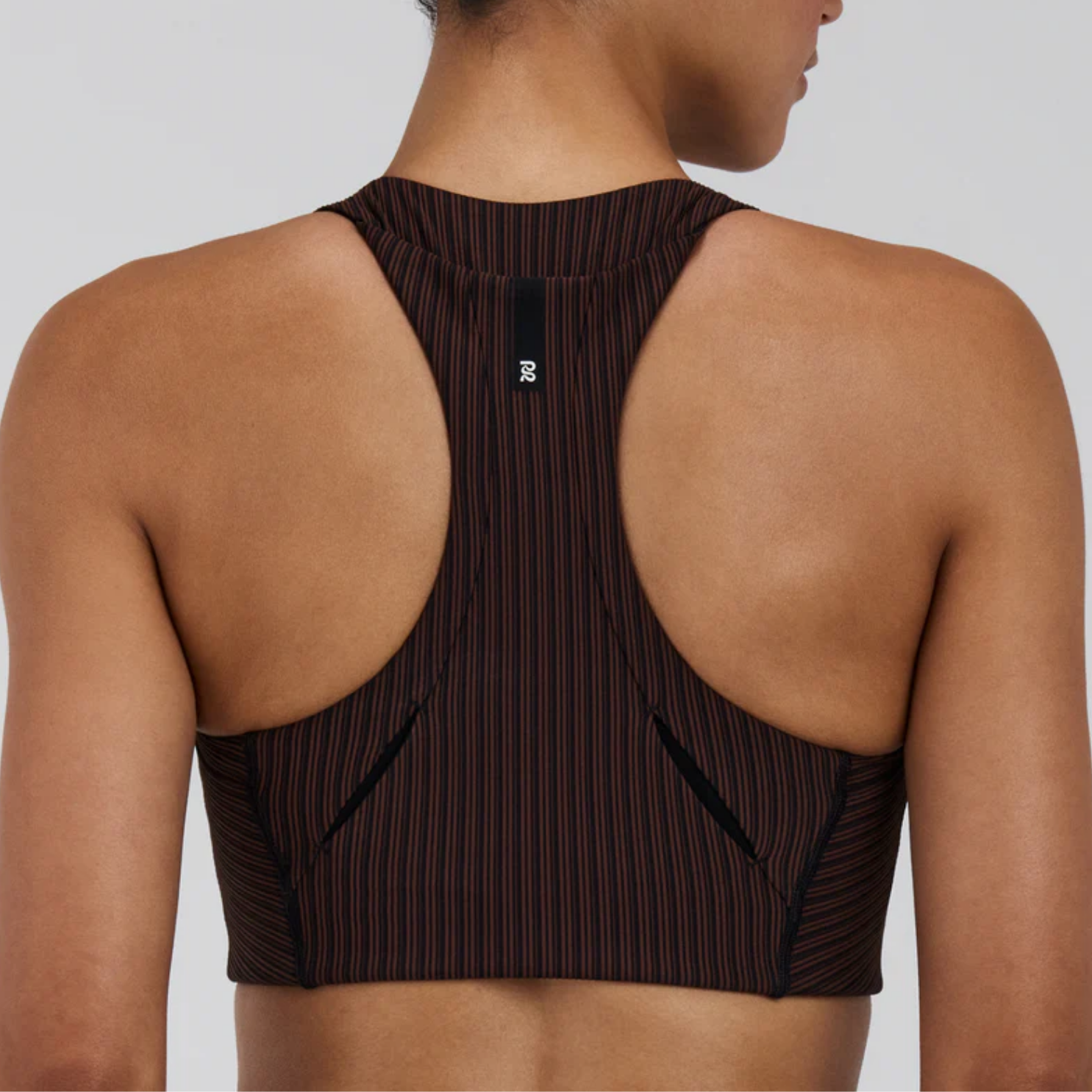 Bandit Running Women's Striped Cadence™ Longline Bra - Cacao/Black