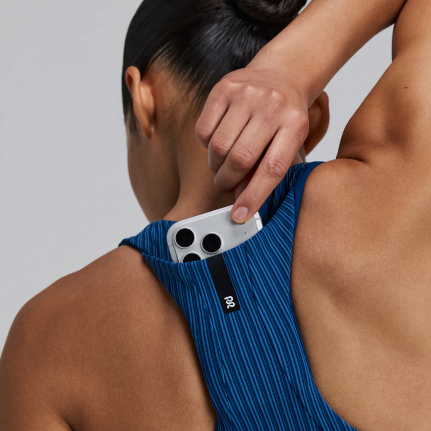 Bandit Running Women's Striped Cadence™ Longline Bra - Ink Blue/Aegean