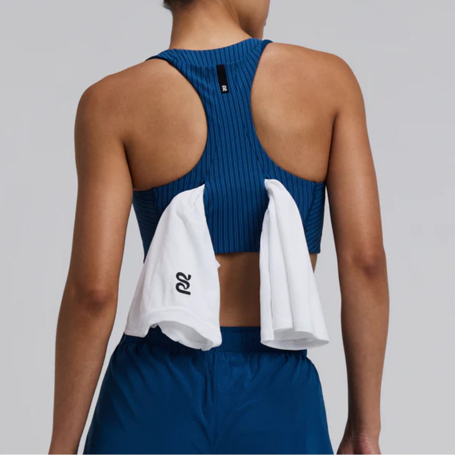 Bandit Running Women's Striped Cadence™ Longline Bra - Ink Blue/Aegean