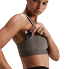 Bandit Running Women's Striped Cadence™ Scoop Neck T-Back Run Bra - Cocoa/Concrete Taupe