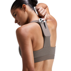 Bandit Running Women's Striped Cadence™ Scoop Neck T-Back Run Bra - Cocoa/Concrete Taupe