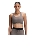 Bandit Running Women's Striped Cadence™ Scoop Neck T-Back Run Bra - Cocoa/Concrete Taupe