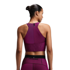 Bandit Running Women's Striped Cadence™ Zip Front Race Crop - Espresso/Azalea