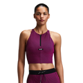 Bandit Running Women's Striped Cadence™ Zip Front Race Crop - Espresso/Azalea