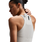 Bandit Running Women's Striped Cadence™ Zip Front Race Crop - Plaster/Slate