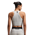 Bandit Running Women's Striped Cadence™ Zip Front Race Crop - Plaster/Slate