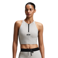 Bandit Running Women's Striped Cadence™ Zip Front Race Crop - Plaster/Slate
