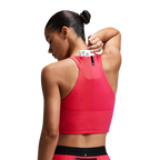 Bandit Running Women's Striped Cadence™ Zip Front Race Crop - Poppy/Azalea